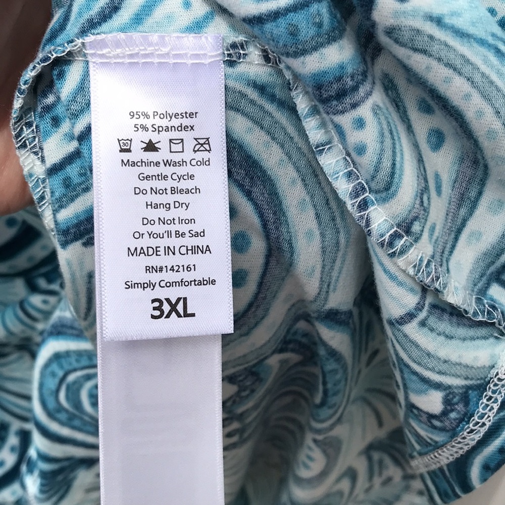 LuLaRoe Tank Top size 3XL new with tags blue scalloped print - Picture 5 of 6